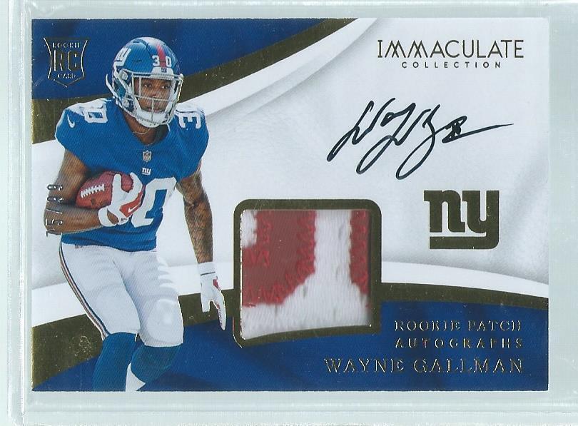 WAYNE GALLMAN 2017 PANINI IMMACULATE 2-COLOR PATCH ON-CARD AUTO RC #D 75/99