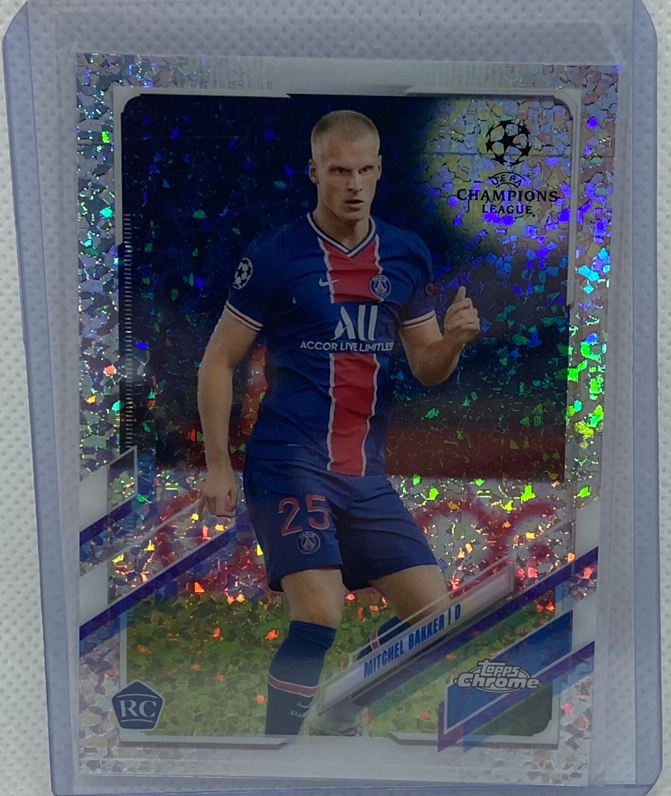 MITCHELL BAKKER 2020-21 TOPPS CHROME CHAMPIONS SPECKLE DIAMOND REFRACTOR RC #51