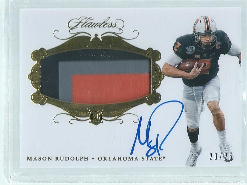 MASON RUDOLPH 2018 PANINI FLAWLESS 3-COLOR PATCH ON-CARD AUTO RC #D 20/25