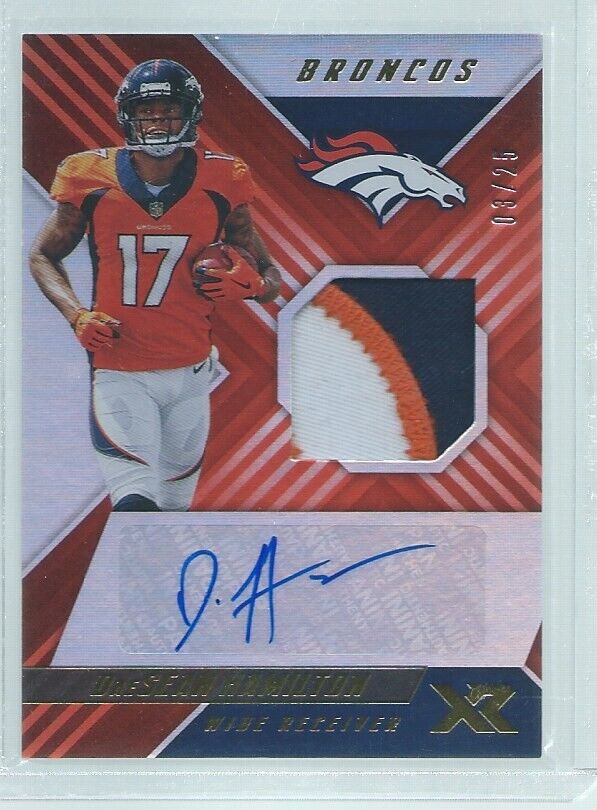 DAESEAN HAMILTON 2018 PANINI XR ORANGE 3-COLOR PATCH AUTO RC #D 3/25