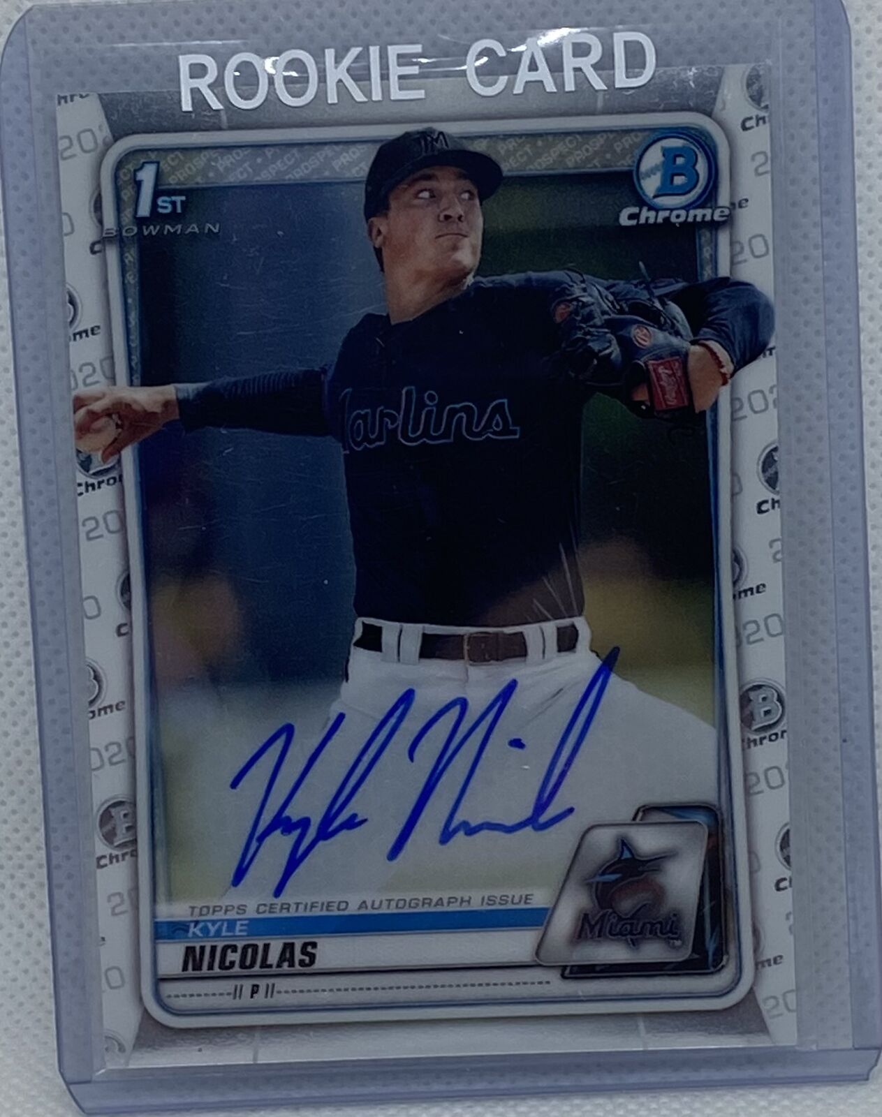 KYLE NICOLAS 2020 TOPPS 1ST BOWMAN CHROME PROSPECTS ON CARD AUTO #CDA-KNI