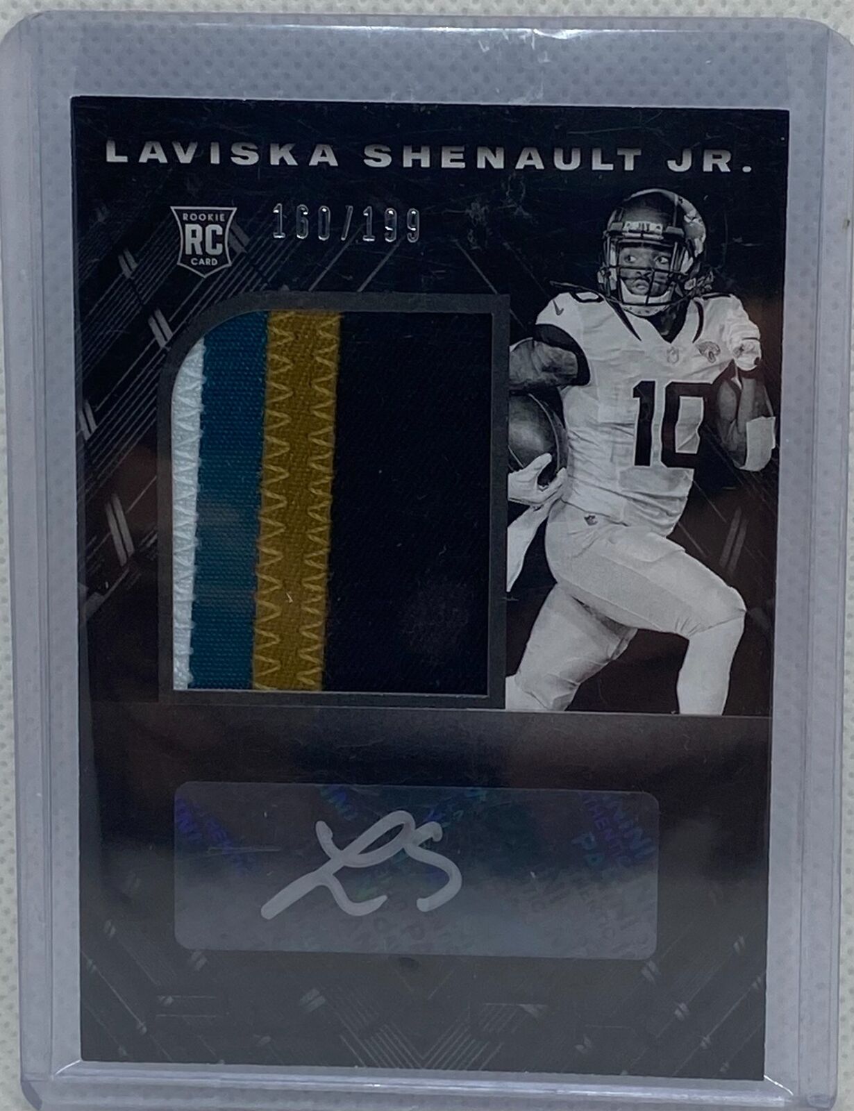 LAVISKA SHENAULT JR. 2020 PANINI BLACK RPA 4 CLR PATCH AUTO RC #D 160/199
