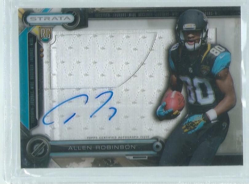 ALLEN ROBINSON 2014 TOPPS STRATA CLEAR CUT JUMBO JERSEY ON CARD AUTO RC
