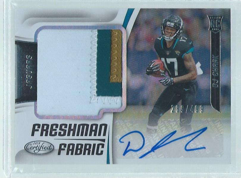 DJ CHARK 2018 PANINI CERTIFIED MULTI-COLOR PATCH FRESHMAN FABRIC AUTO RC #D /499