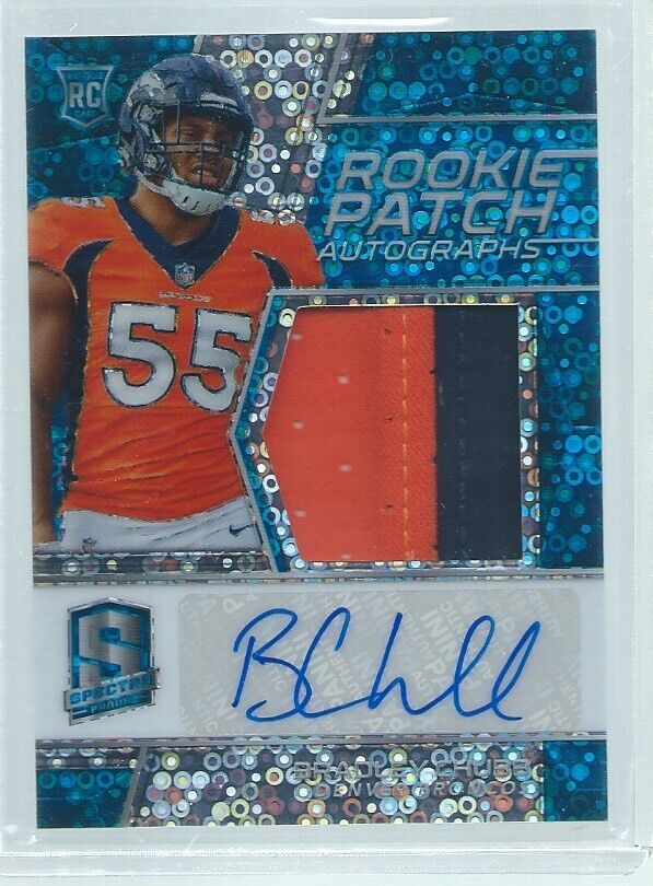 BRADLEY CHUBB 2018 PANINI SPECTRA BLUE PRIZM RPA 2 COLOR PATCH AUTO RC #D 49/75