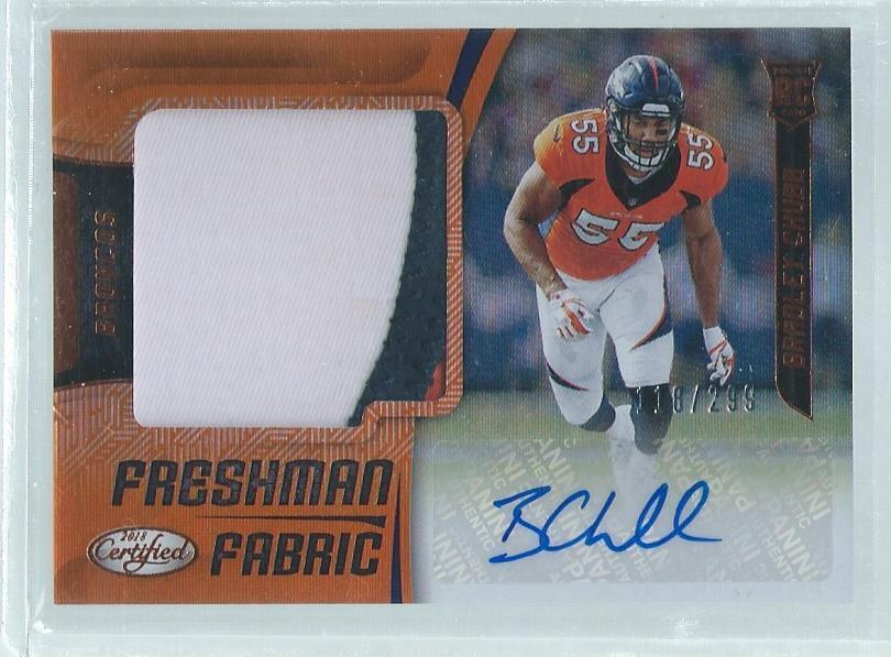 BRADLEY CHUBB 2018 CERTIFIED FRESHMAN 3-COLOR PATCH AUTO ORANGE RC #D 118/299