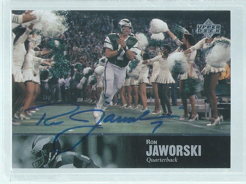 RON JAWORSKI 1997 UPPER DECK NFL LEGENDS ON-CARD AUTO #120