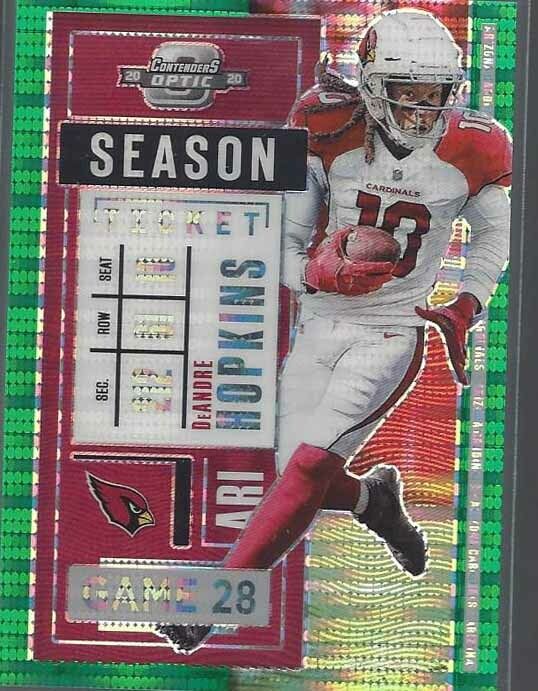 DEANDRE HOPKINS 2020 PANINI CONTENDERS OPTIC GREEN PULSAR HOLO PRIZM #D 24/27