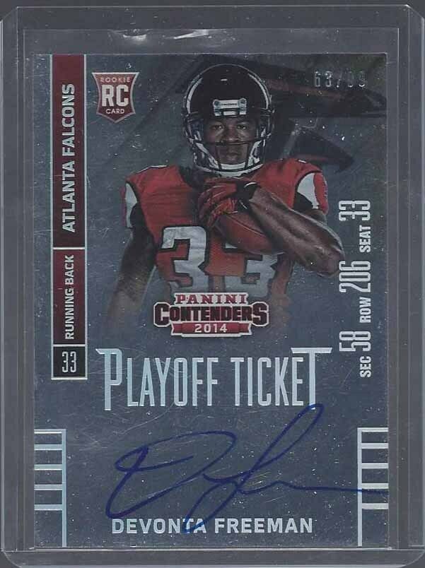 DEVONTA FREEMAN 2014 CONTENDERS PLAYOFF TICKET FALCONS ON CARD AUTO RC #D 63/99