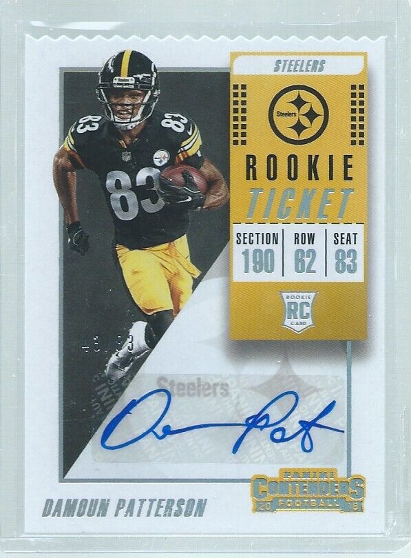 DAMOUN PATTERSON 2018 PANINI CONTENFERS ROOKIE TICKET STUB AUTO RC #D 43/83