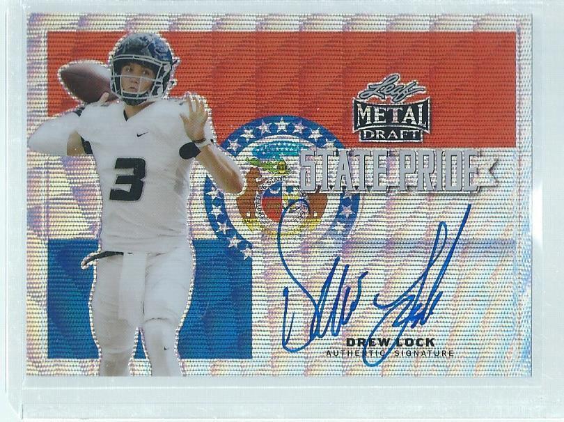 DREW LOCK 2019 LEAF METAL DRAFT STATE PRIDE WAVE PRISMATIC ON CARD AUTO RC