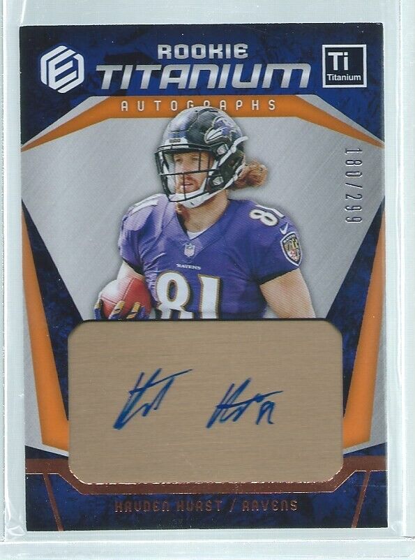 HAYDEN HURST 2018 PANINI ELEMENTS ROOKIE TITANIUM ORANGE AUTO RC #D 180/299