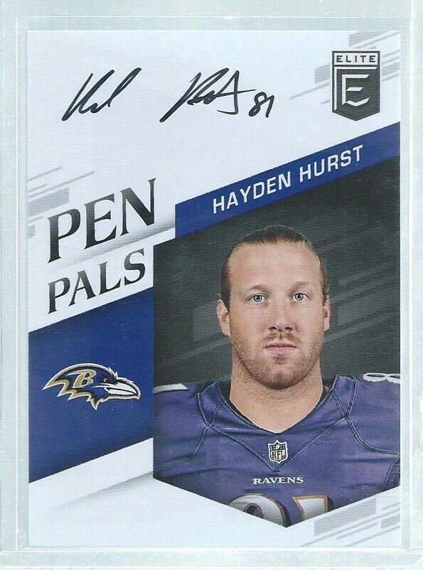 HAYDEN HURST 2018 PANINI DONRUSS ELITE PEN PALS ON CARD AUTO RC #PP-HH