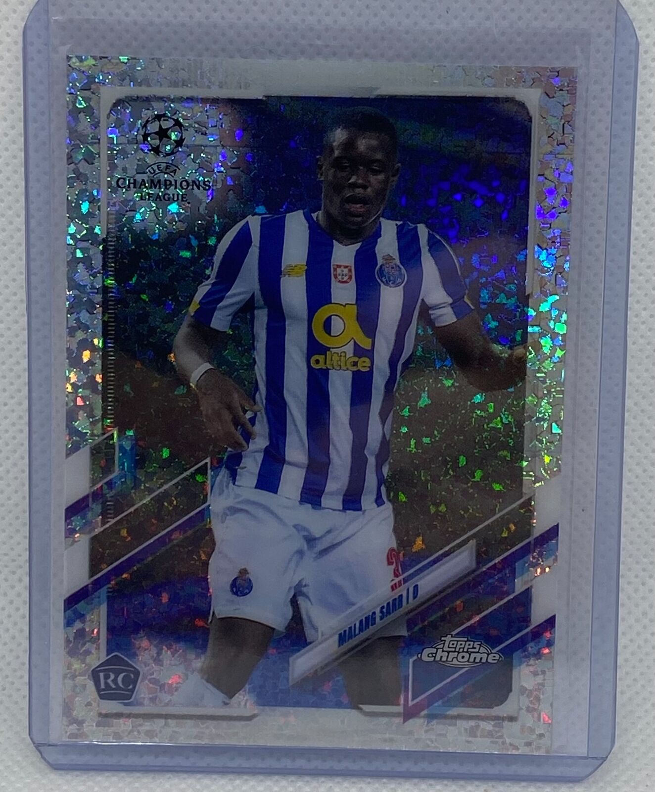 MALANG SARR 2020-21 TOPPS CHROME LEAGUE CHAMPIONS SPECKLE DIAMOND REFRACTOR RC