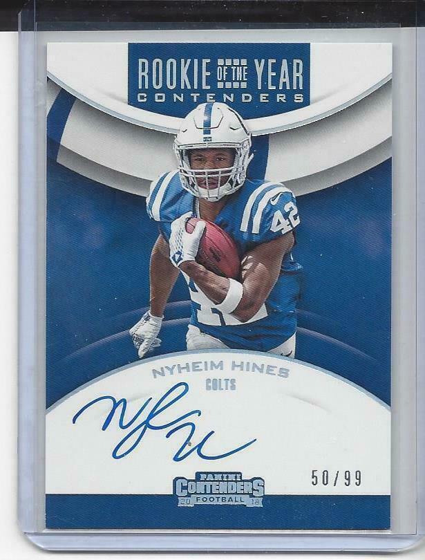 NYHEIM HINES 2018 CONTENDERS ROOKIE OF THE YEAR ROY ON CARD AUTO RC #D 50/99