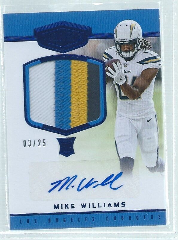 MIKE WILLIAMS 2017 PLATES & PATCHES BLUE RPA 4 COLOR PATCH AUTO RC #D 3/25