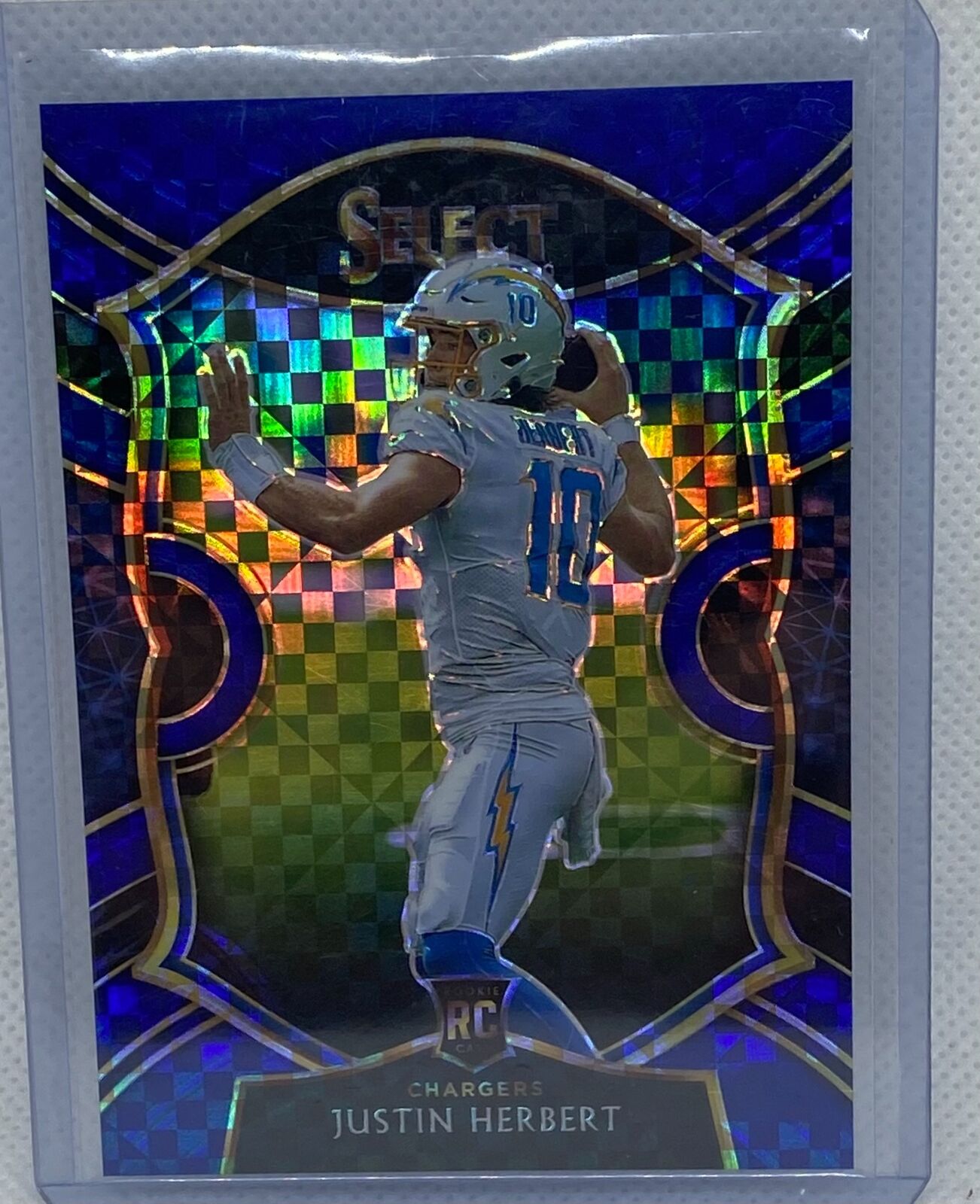 JUSTIN HERBERT 2020 PANINI SELECT CONCOURSE BLUE ROOKIE PRIZM RC #D 134/175