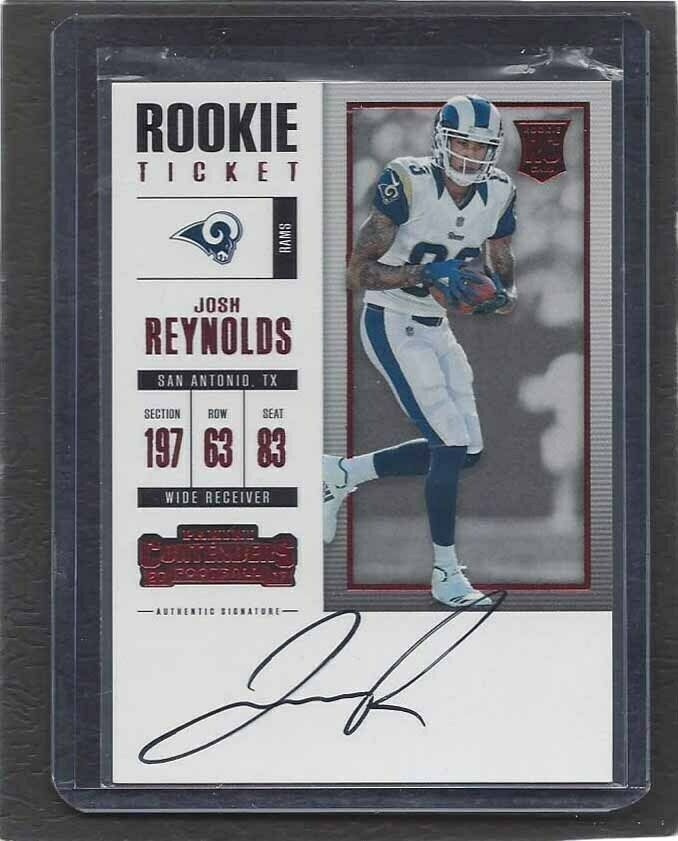 JOSH REYNOLDS 2017 CONTENDERS RED ZONE ROOKIE TICKET FOTL ONCARD AUTO RC SSP /20