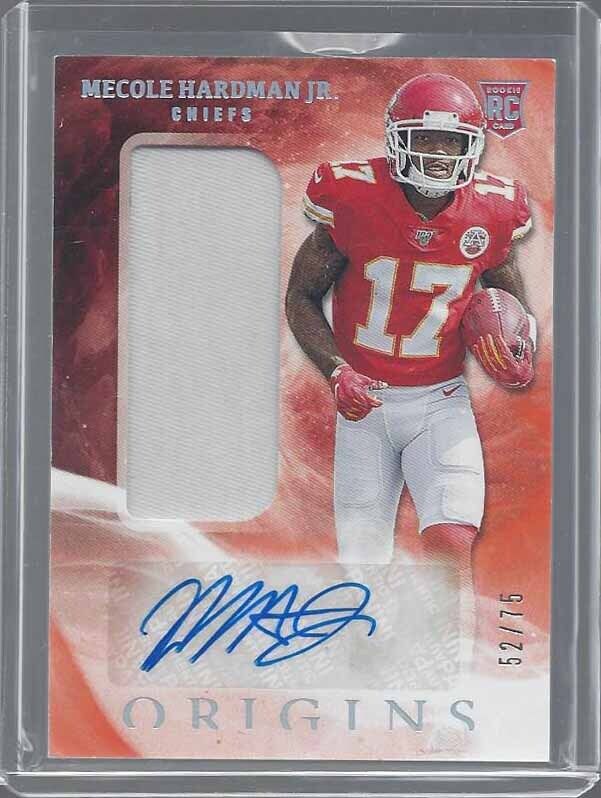 MECOLE HARDMAN 2019 PANINI ORIGINS ORANGE RPA PATCH AUTO RC #D 52/75