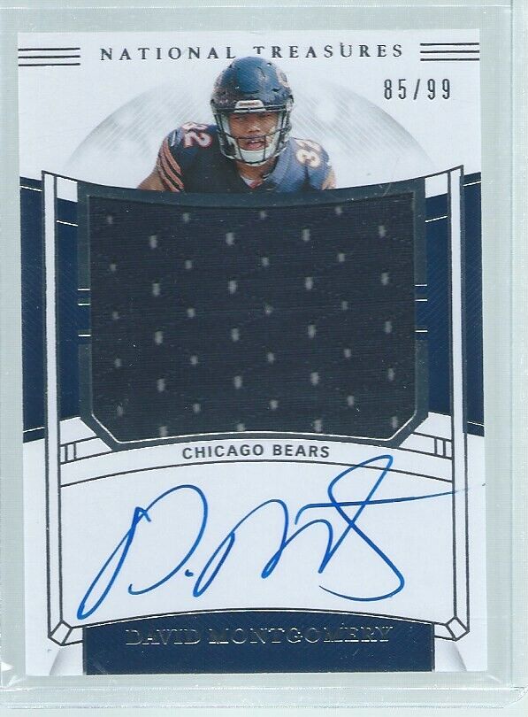 DAVID MONTGOMERY 2018 PANINI NATIONAL TREASURES JERSEY ON-CARD AUTO RC #D 85/99