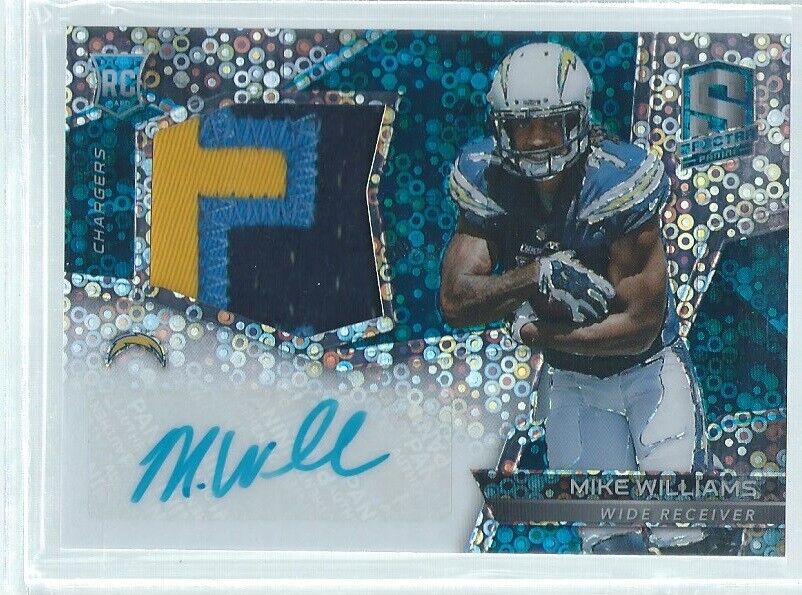 MIKE WILLIAMS 2017 PANINI SPECTRA 3 COLOR PATCH AUTO BLUE PRIZM RC #D 24/75