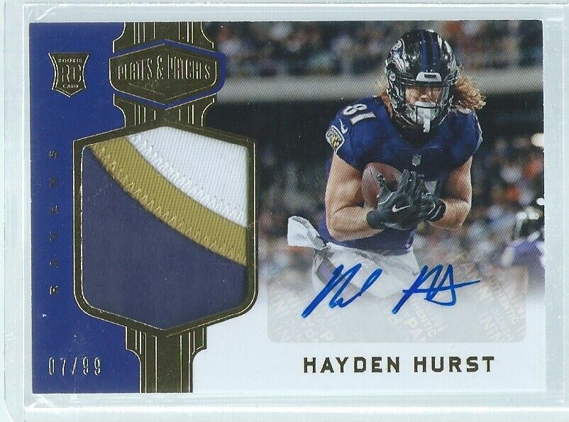 HAYDEN HURST 2018 PANINI PLATES & PATCHES 3 COLOR PATCH AUTO RC #D 7/99
