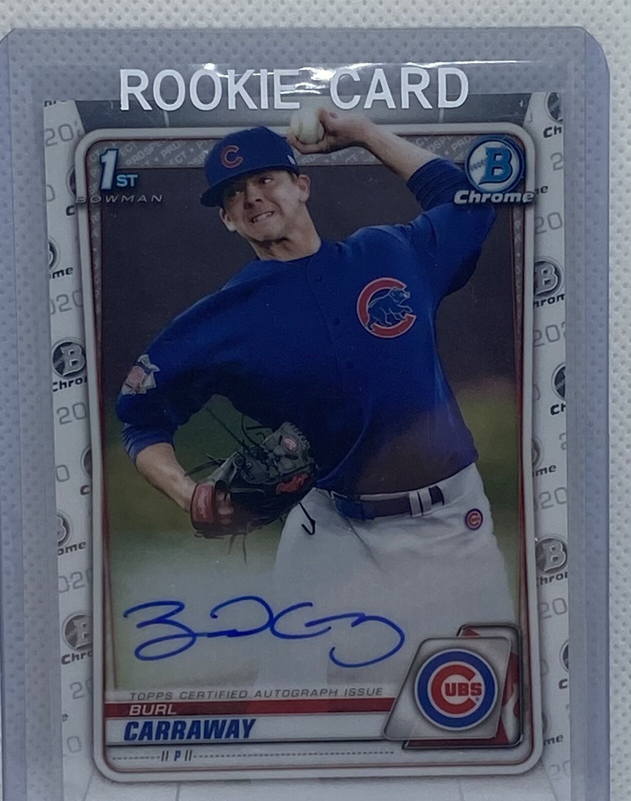 BURL CARRAWAY 2020 TOPPS 1ST BOWMAN CHROME PROSPECTS ON CARD AUTO #CDA-BC