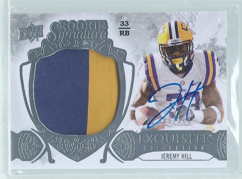 JEREMY HILL 2014 EXQUISITE RPA 2 COLOR PATCH ON CARD AUTO RC #D 83/110