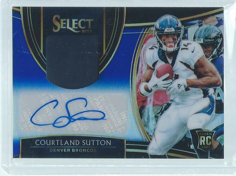 COURTLAND SUTTON 2018 PANINI SELECT BLUE PRIZM JERSEY AUTO RC #D 16/75