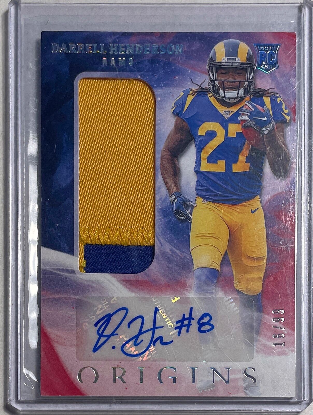DARRELL HENDERSON 2020 PANINI ORIGINS JERSEY PATCH AUTO RED ROOKIE RC #D 16/99