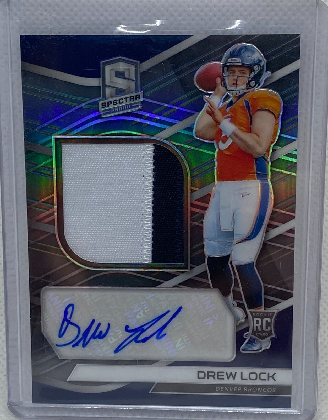 DREW LOCK 2019 PANINI SPECTRA RPA PATCH PRIZM AUTO RC #D 75/99