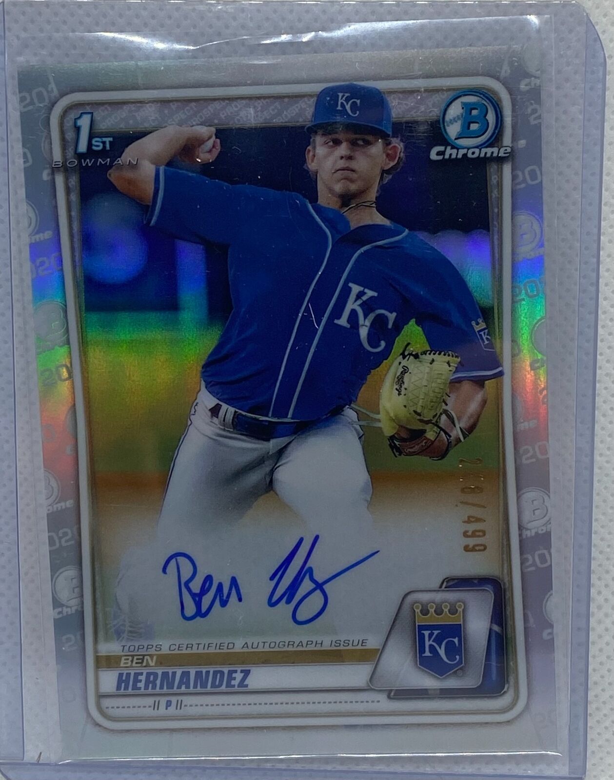 BEN HERNANDEZ 2020 TOPPS 1ST BOWMAN CHROME PROSPECTS REFRACTOR AUTO #D 248/499