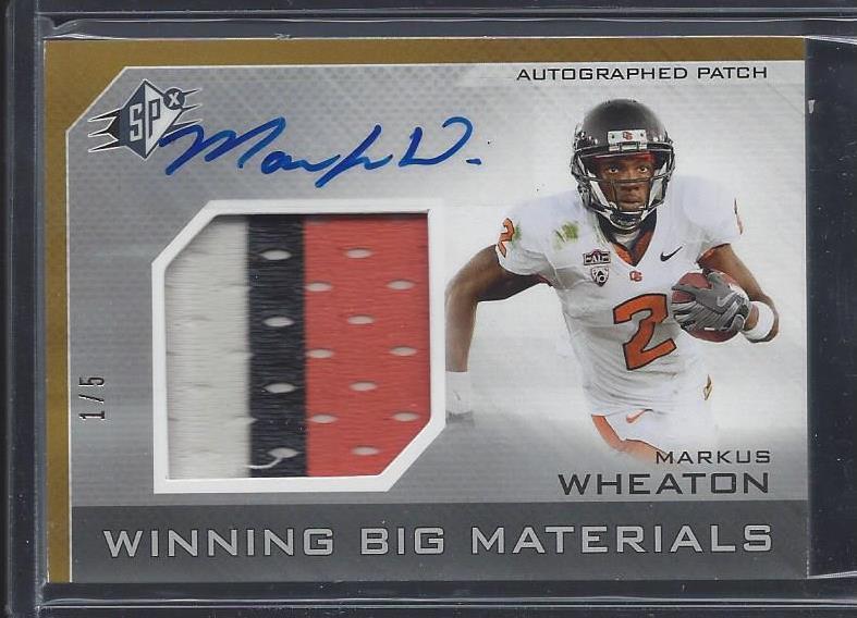 MARKUS WHEATON 2013 SPX SPECTRUM WINNING BIG RPA 3 CLR PATCH AUTO RC #D 1/5