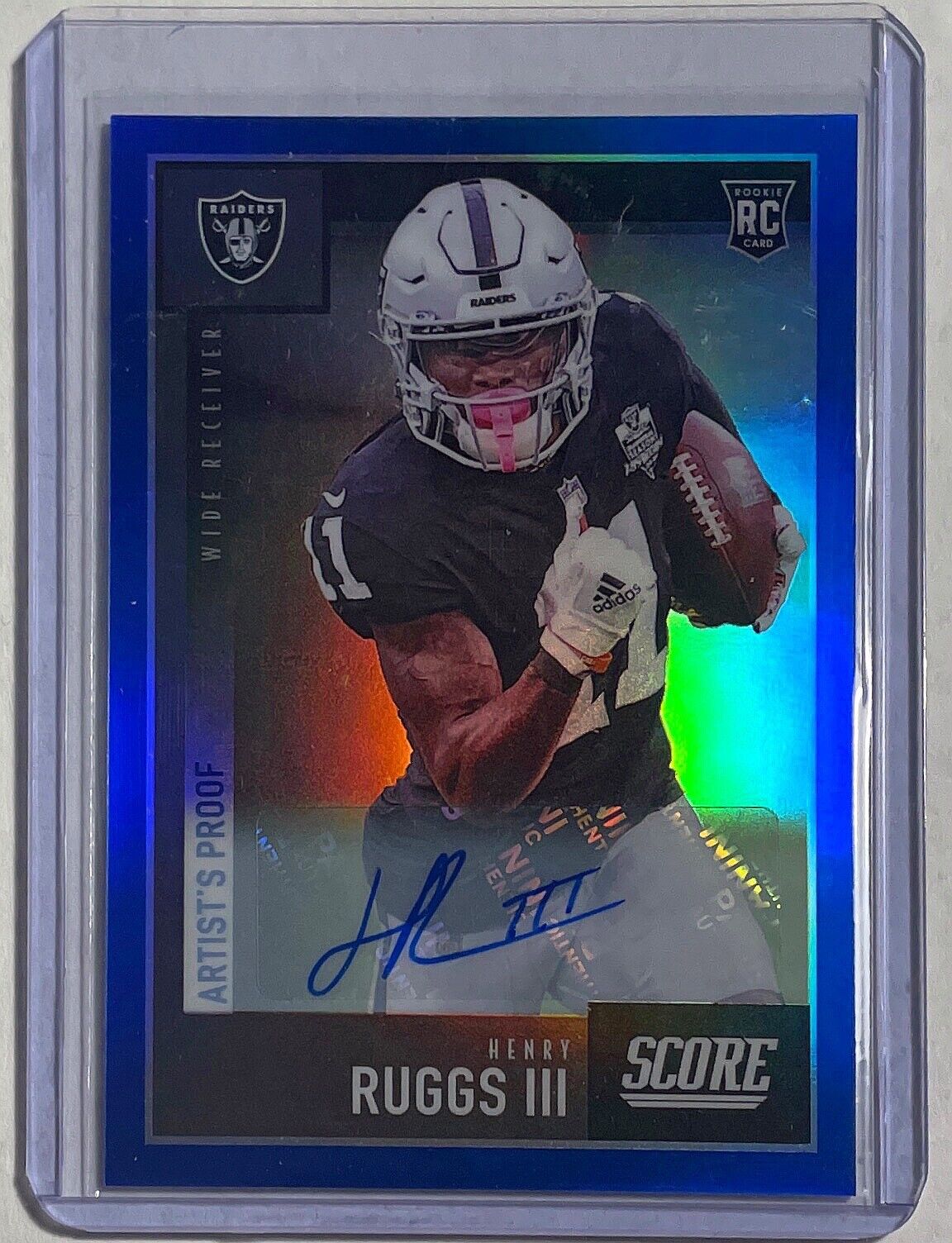 HENRY RUGGS III 2020 PANINI CHRONICLES SCORE BLUE AUTO PRIZM ROOKIE RC #D 22/35
