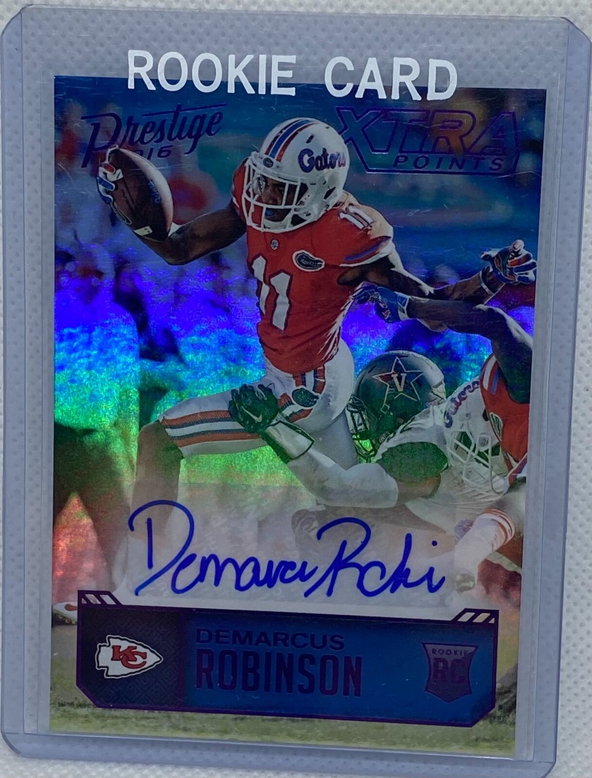 DEMARCUS ROBINSON 2016 PANINI PRESTIGE XTRA POINTS PURPLE FOIL AUTO RC #D 99/100