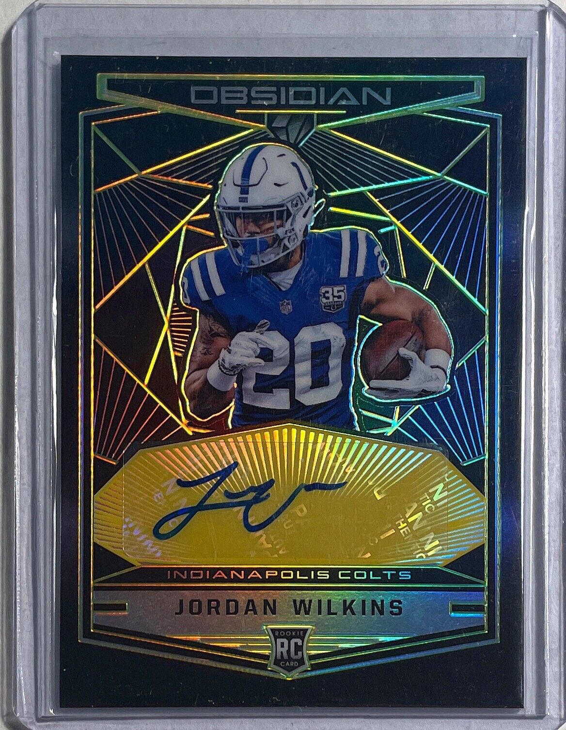 JORDAN WILKINS 2018 PANINI OBSIDIAN ETCH YELLOW GOLD AUTO ROOKIE RC #D 08/10