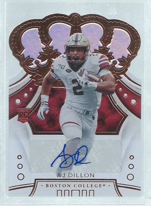 AJ DILLON 2020 CHRONICLES DRAFT PICKS CROWN ROYALE DIE CUT AUTO RC #79