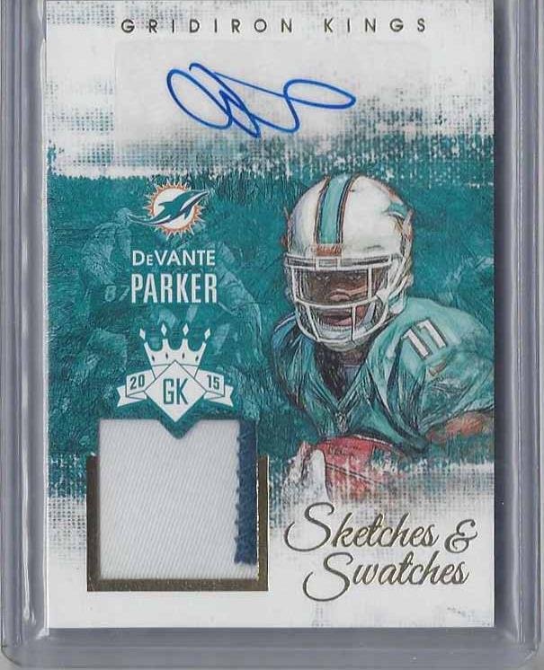 DEVANTE PARKER 2015 GRIDIRON KINGS SKETCHES SWATCHES GOLD PATCH AUTO RC #D 26/49