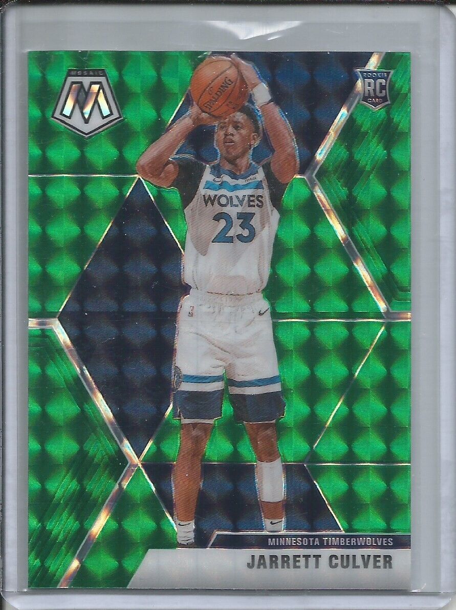 JARRETT CULVER 2019-20 PANINI MOSAIC GREEN PRIZM ROOKIE RC TIMBERWOLVES #201