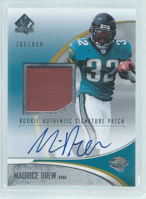 MAURICE DREW 2006 SP AUTHENTIC RPA PATCH ON CARD AUTO #D 765/999