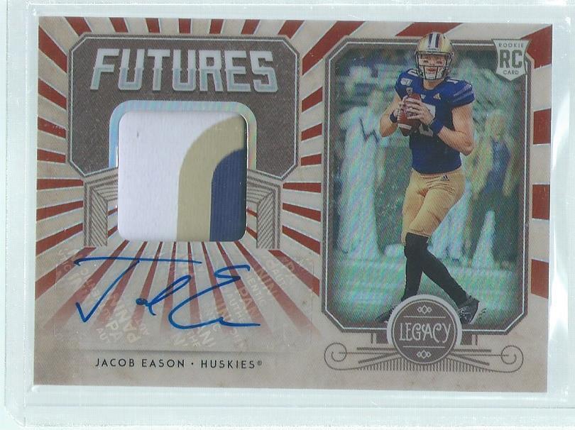 JACOB EASON 2020 PANINI LEGACY 3-COLOR PATCH AUTO RED RC #D 72/75