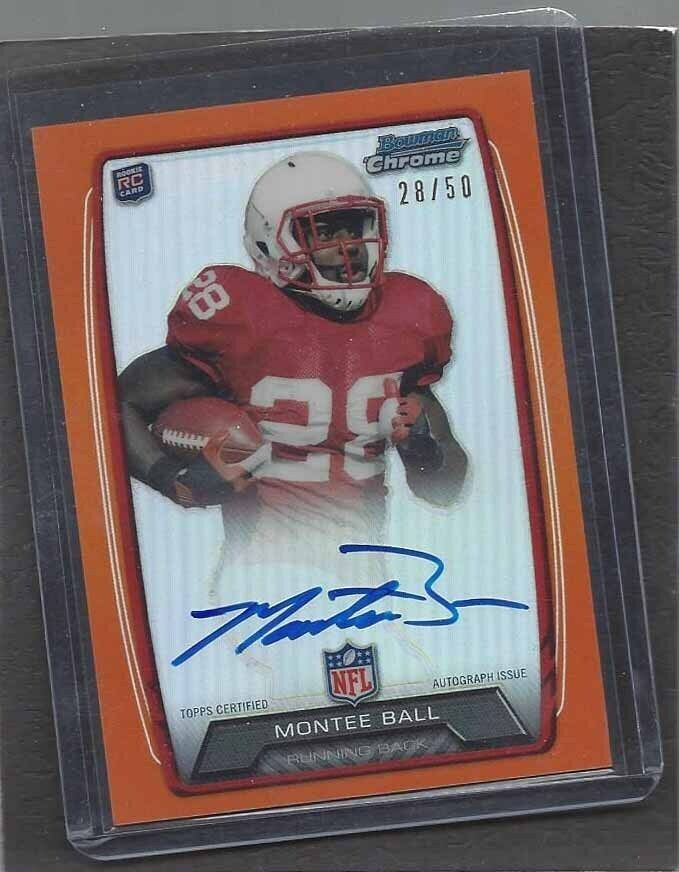 1/1 MONTEE BALL 2013 BOWMAN CHROME ORANGE REFRACTOR AUTO RC #D 28/50 JERSEY #28!