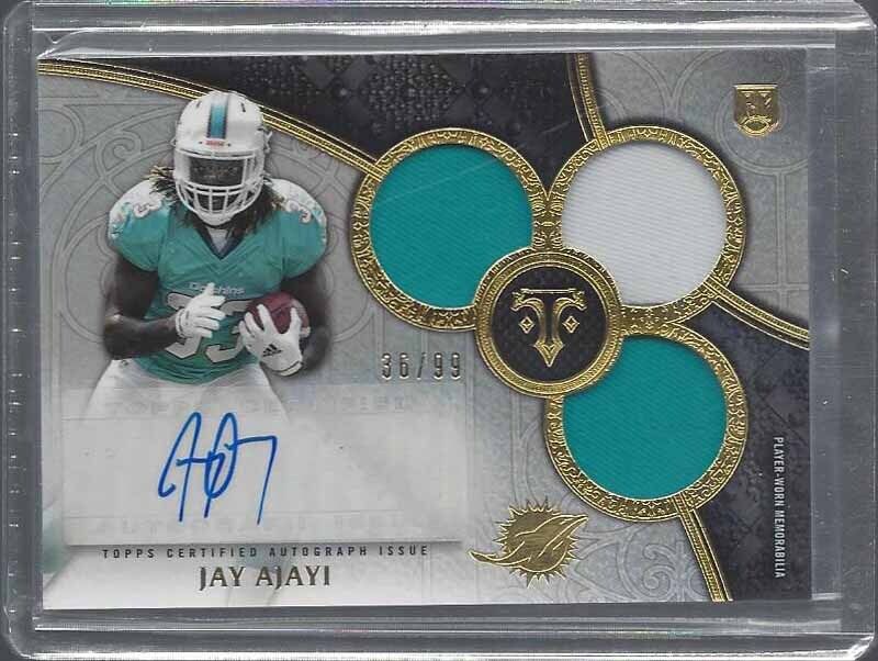 1/1 JAY AJAYI 2015 TOPPS TRIPLE THREADS JERSEY PATCH AUTO RC #D 36/99 JERSEY #36