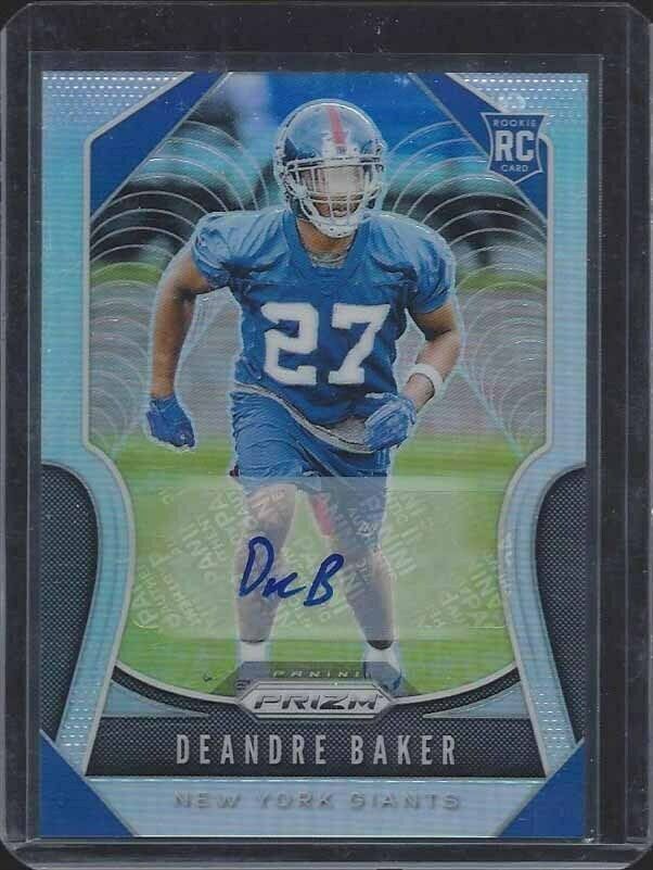 DEANDRE BAKER 2019 PANINI PRIZM SILVER PRIZM NEW YORK GIANTS AUTO RC