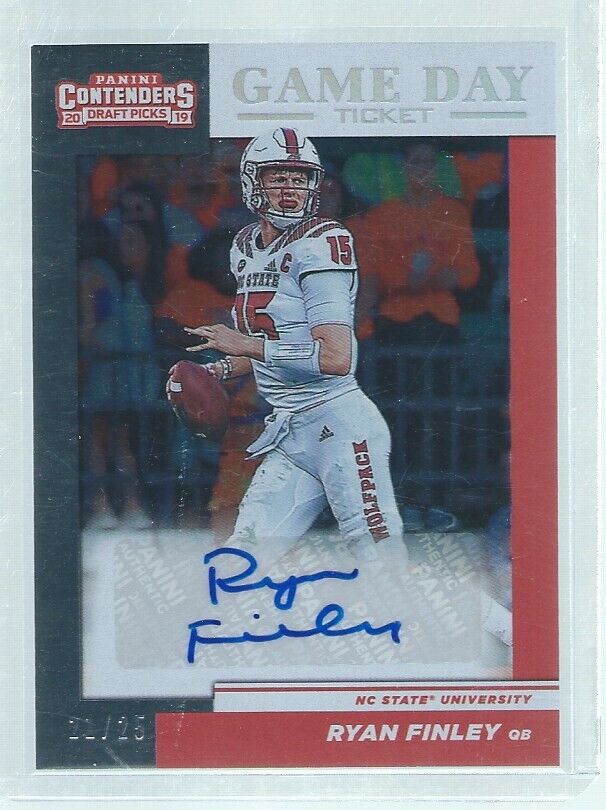 RYAN FINLEY 2019 PANINI CONTENDERS DRAFT PICKS GAME DAY TICKET AUTO RC #D 21/25
