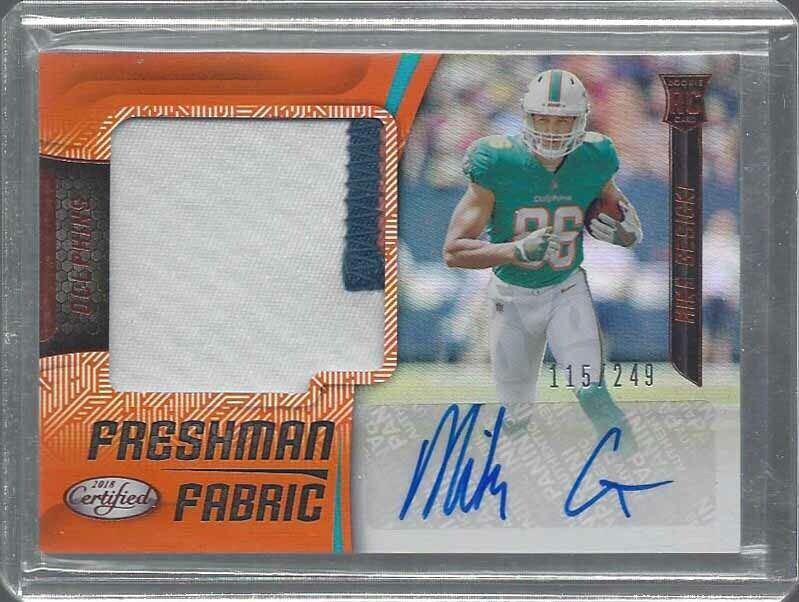MIKE GESICKI 2018 CERTIFIED FRESHMAN FABRIC ORANGE 3 COLOR PATCH AUTO RC #D /249