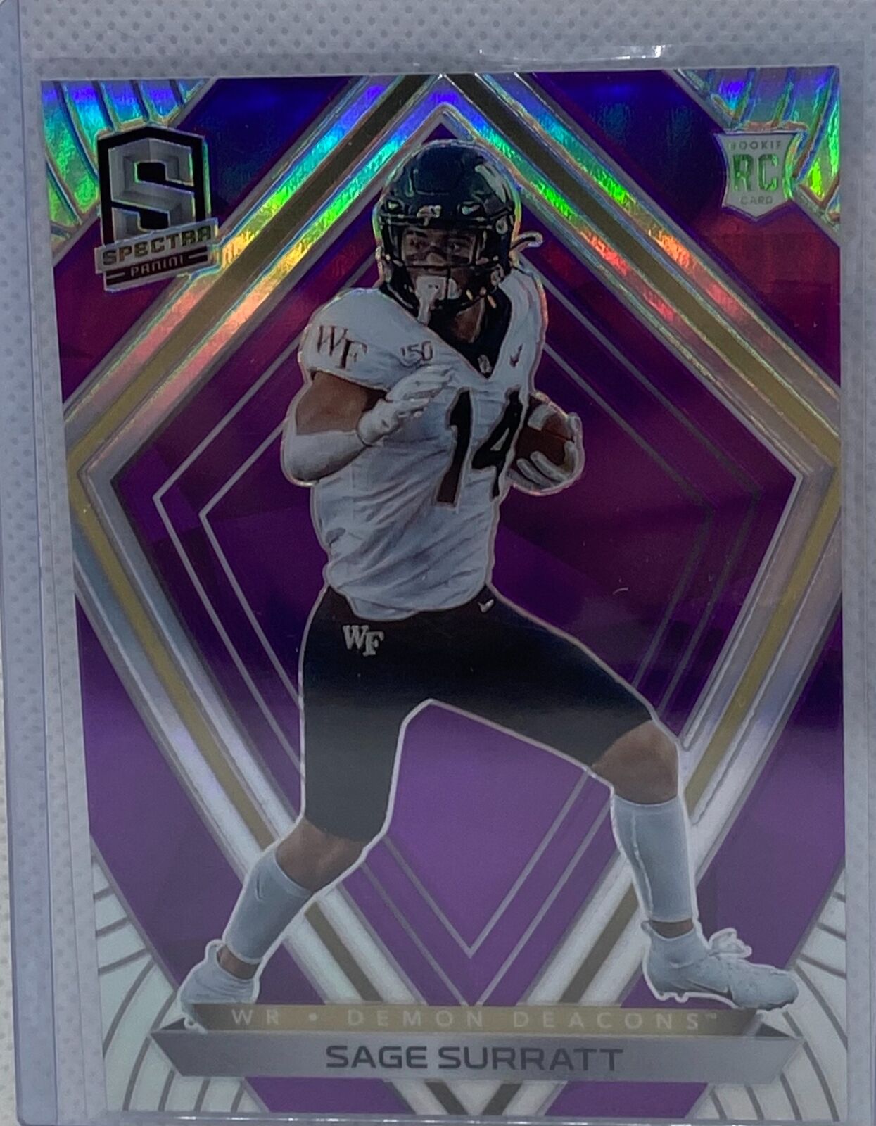 SAGE SURATT 2021 PANINI CHRONICLES SPECTRA DRAFT PICKS PURPLE PRIZM RC #D 32/49