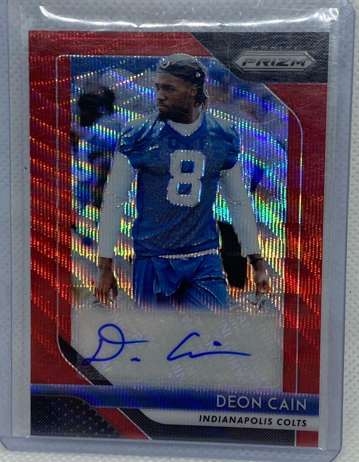 DEON CAIN 2018 PANINI PRIZM RED WAVE PRIZM AUTO RC #D 33/199