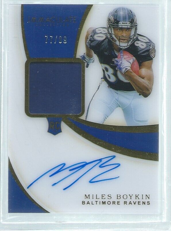 MILES BOYKIN 2019 PANINI IMMACULATE COLLECTION RPA PATCH ON CARD AUTO RC #D /99