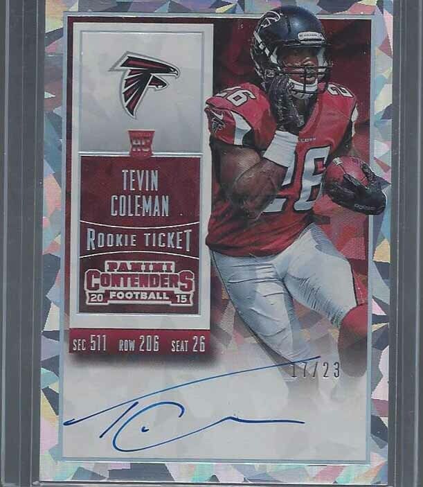 TEVIN COLEMAN 2015 CONTENDERS CRACKED ICE VARIATION ON CARD AUTO RC #D 17/23